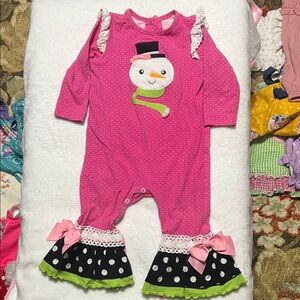 Charming Pink Snowman Footie for Kids
